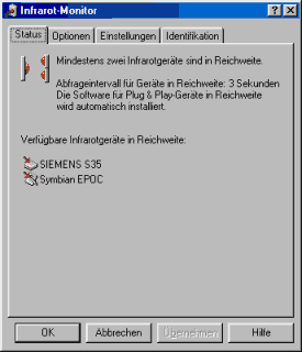 WIN98 IR-Monitor Einstellungen